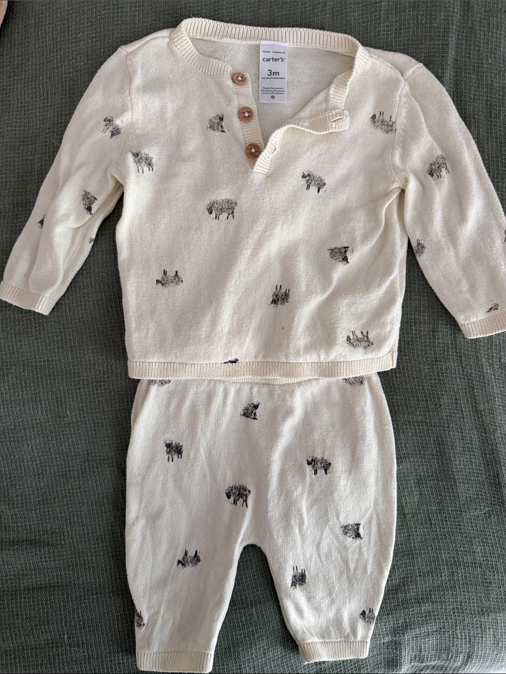 Carter's Cream Knit Animal Print Two-Piece Set